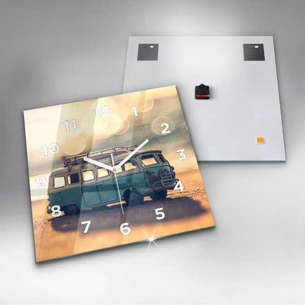 Štvorcové hodiny Karavan na pláži