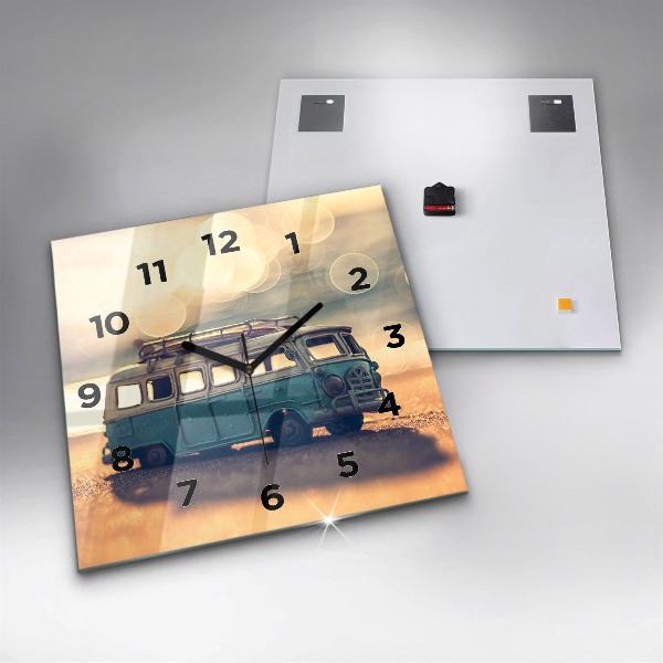 Štvorcové hodiny Karavan na pláži