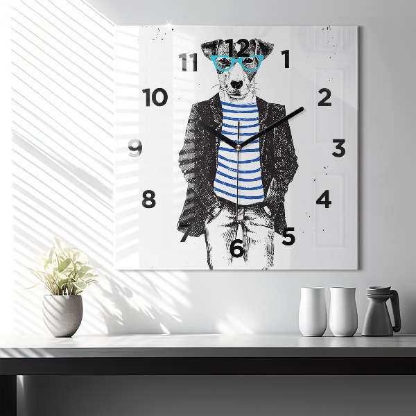 Štvorcové hodiny Pes v ľudskom tele