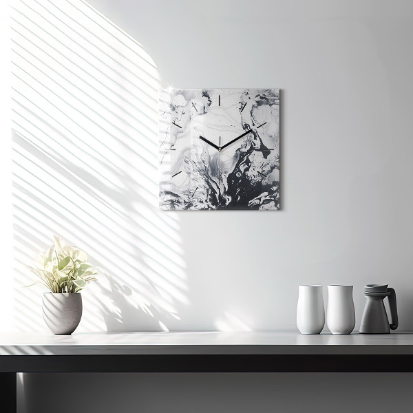 Štvorcové hodiny Abstraktný atramentový mramor