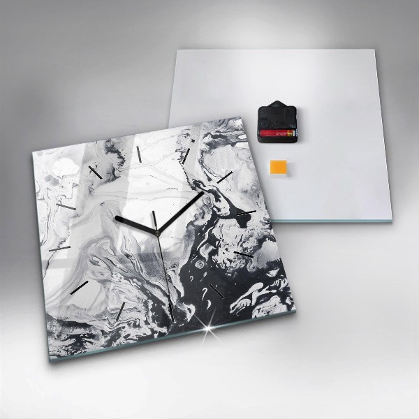 Štvorcové hodiny Abstraktný atramentový mramor