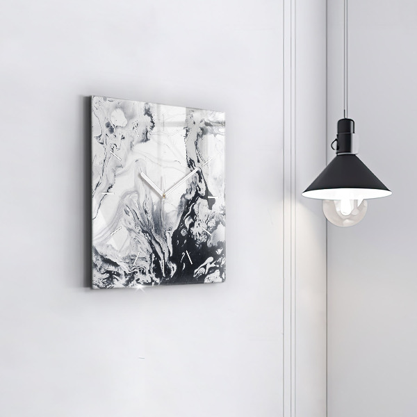 Štvorcové hodiny Abstraktný atramentový mramor