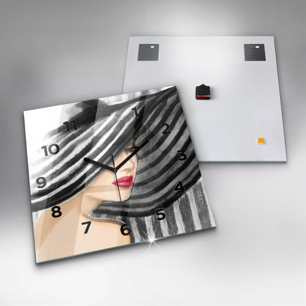 Štvorcové hodiny Žena v čiernej a bielej