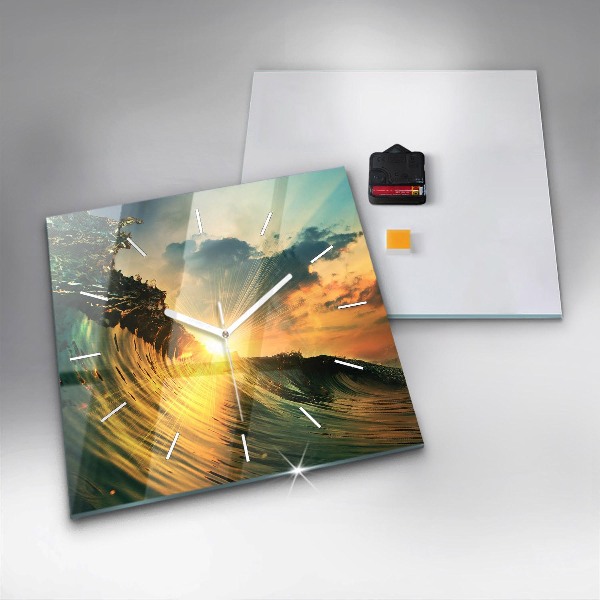 Štvorcové hodiny Perspektíva vĺn západu slnka