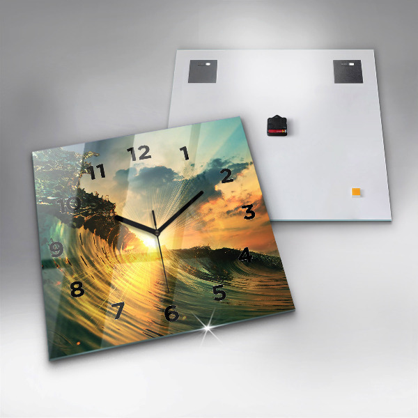 Štvorcové hodiny Perspektíva vĺn západu slnka