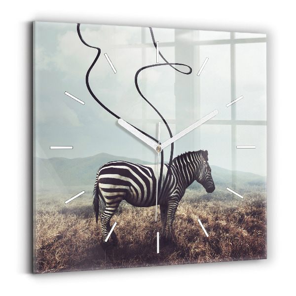 Štvorcové hodiny Zebra – abstrakcia