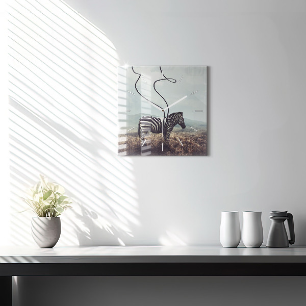 Štvorcové hodiny Zebra – abstrakcia