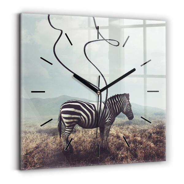 Štvorcové hodiny Zebra – abstrakcia