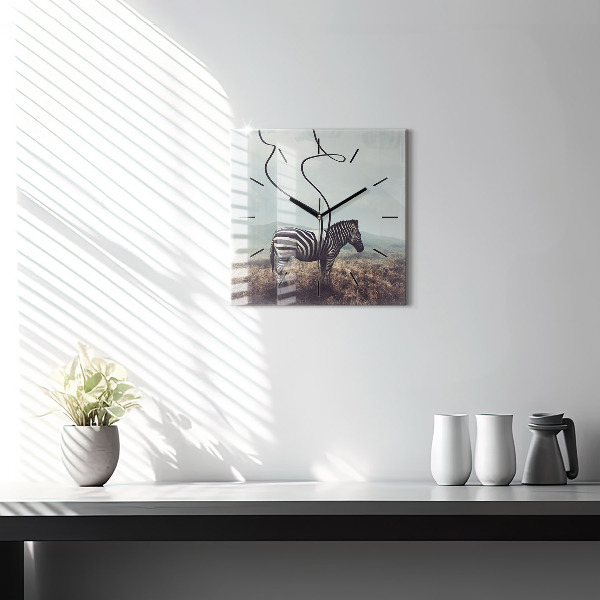 Štvorcové hodiny Zebra – abstrakcia