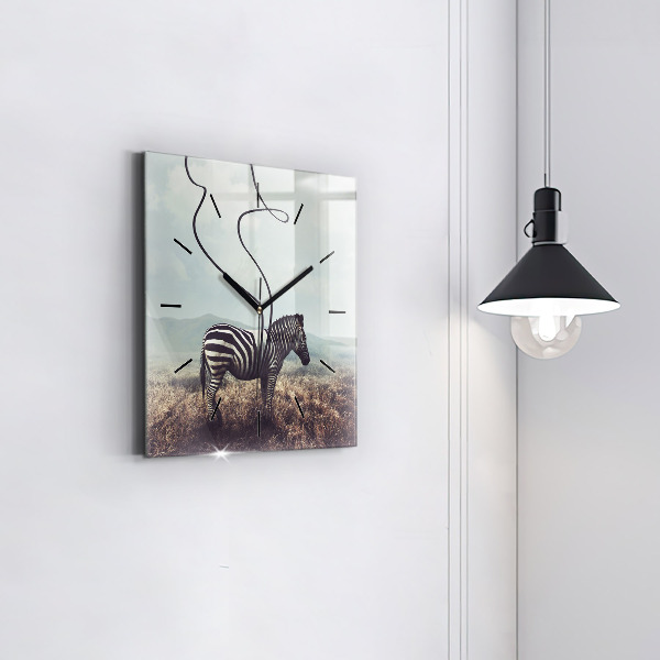 Štvorcové hodiny Zebra – abstrakcia