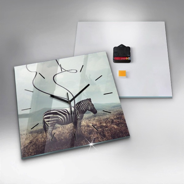 Štvorcové hodiny Zebra – abstrakcia