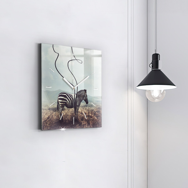 Štvorcové hodiny Zebra – abstrakcia
