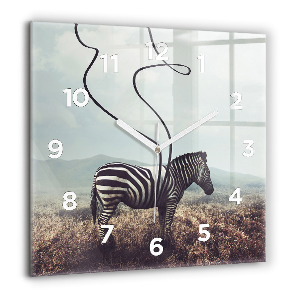 Štvorcové hodiny Zebra – abstrakcia