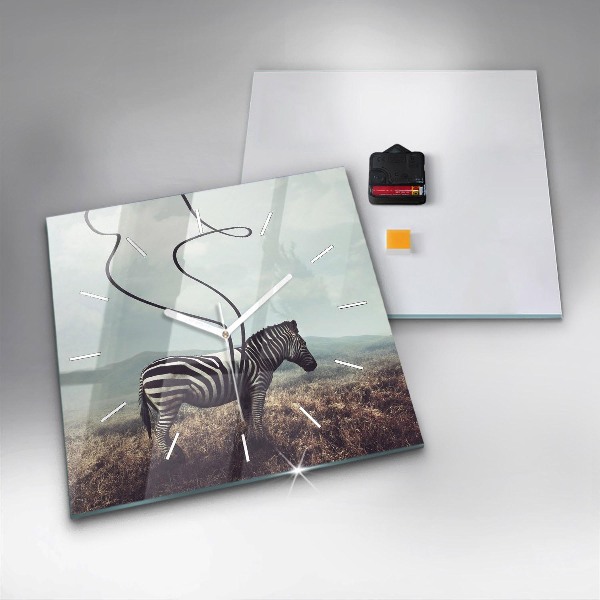Štvorcové hodiny Zebra – abstrakcia