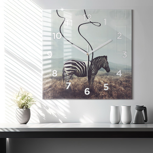 Štvorcové hodiny Zebra – abstrakcia