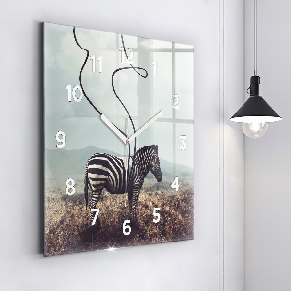 Štvorcové hodiny Zebra – abstrakcia