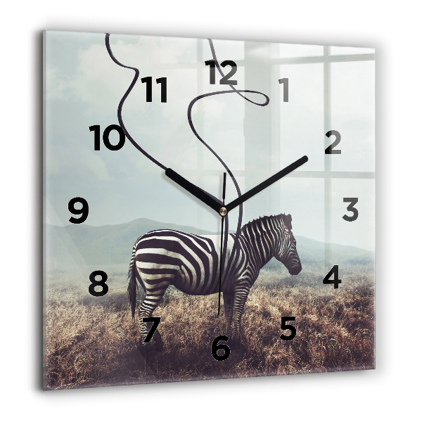 Štvorcové hodiny Zebra – abstrakcia