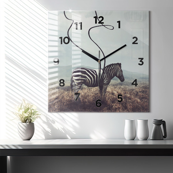 Štvorcové hodiny Zebra – abstrakcia
