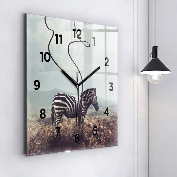 Štvorcové hodiny Zebra – abstrakcia