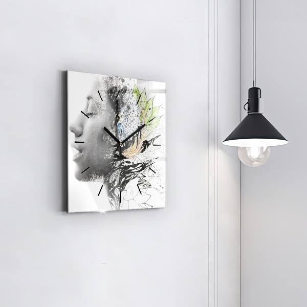 Štvorcové hodiny Abstrakcia ženskej tváre