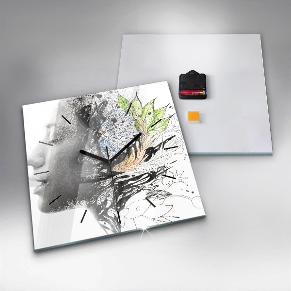 Štvorcové hodiny Abstrakcia ženskej tváre