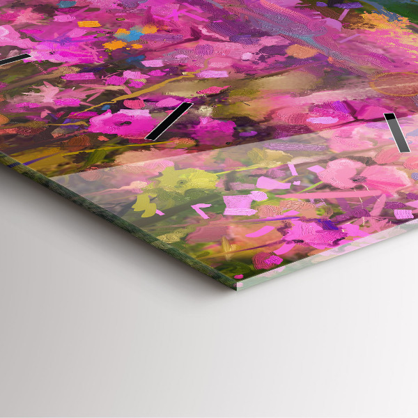 Štvorcové hodiny Lúka pri západe slnka