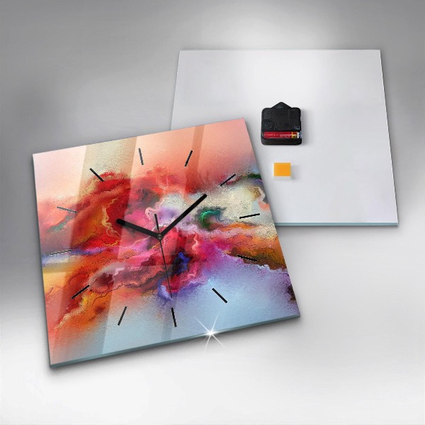 Štvorcové hodiny Rozliate farby