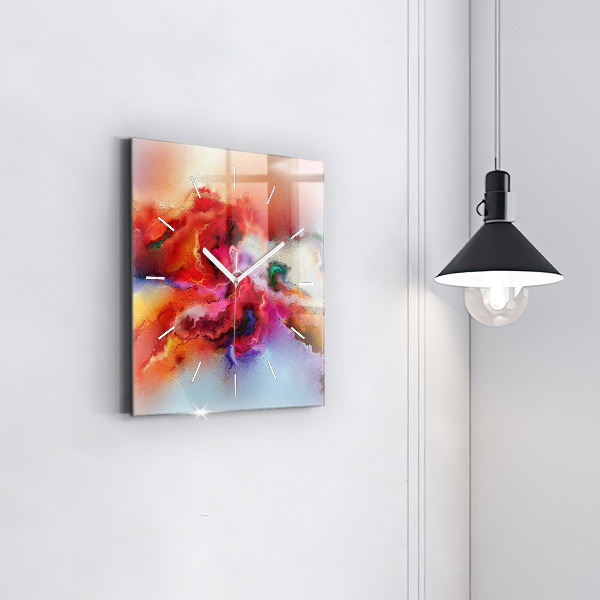 Štvorcové hodiny Rozliate farby