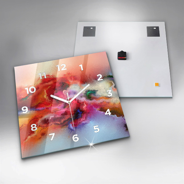 Štvorcové hodiny Rozliate farby