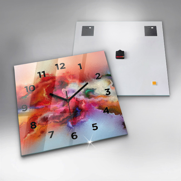 Štvorcové hodiny Rozliate farby