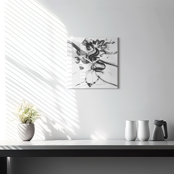 Štvorcové hodiny Módna žena