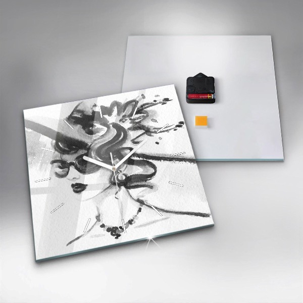 Štvorcové hodiny Módna žena