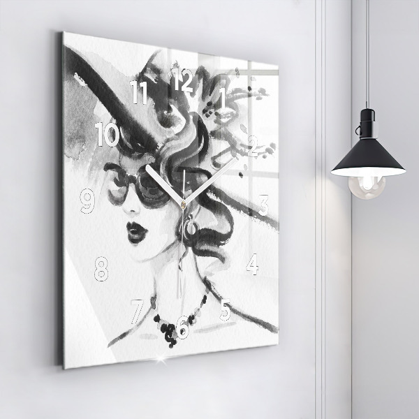 Štvorcové hodiny Módna žena