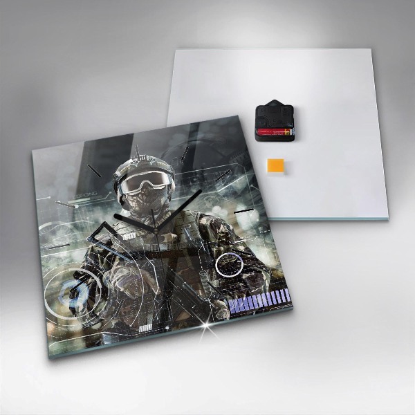 Štvorcové hodiny Vojak so zbraňou