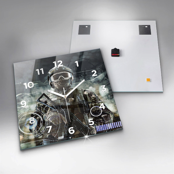 Štvorcové hodiny Vojak so zbraňou