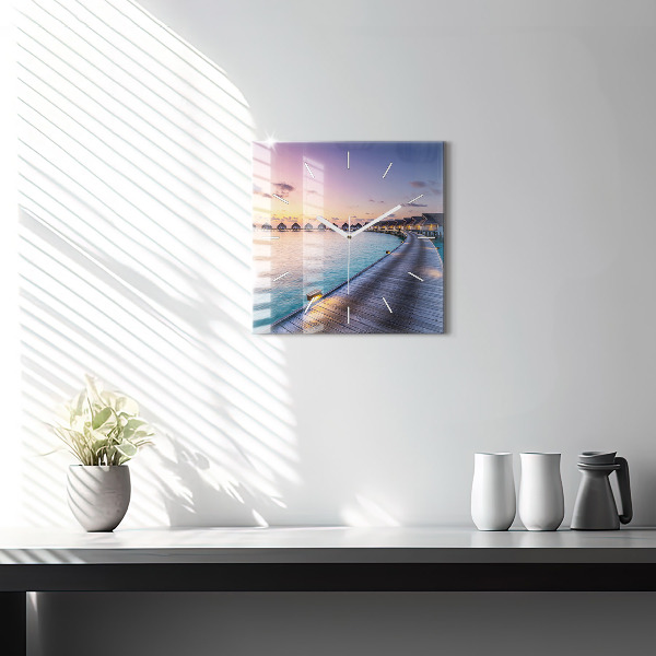 Štvorcové hodiny Západ slnka na Maldivách