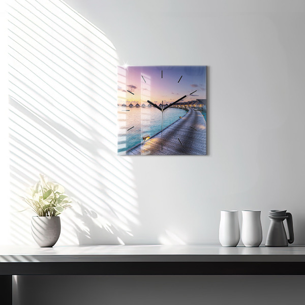 Štvorcové hodiny Západ slnka na Maldivách