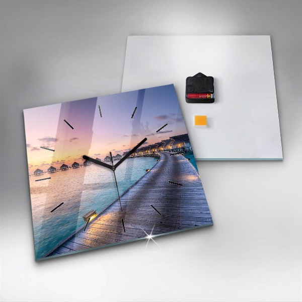 Štvorcové hodiny Západ slnka na Maldivách