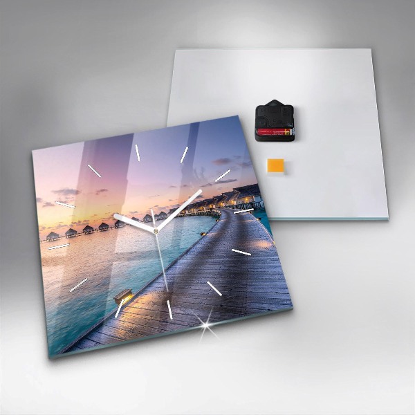 Štvorcové hodiny Západ slnka na Maldivách