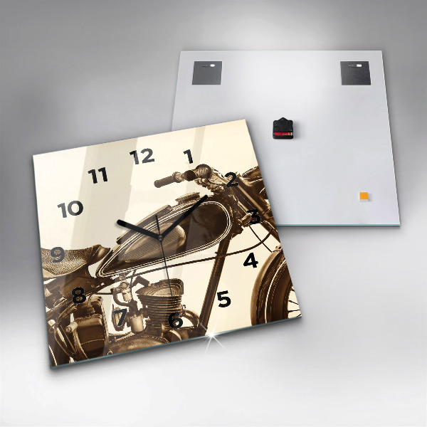 Štvorcové hodiny Vintage motocykel sépia