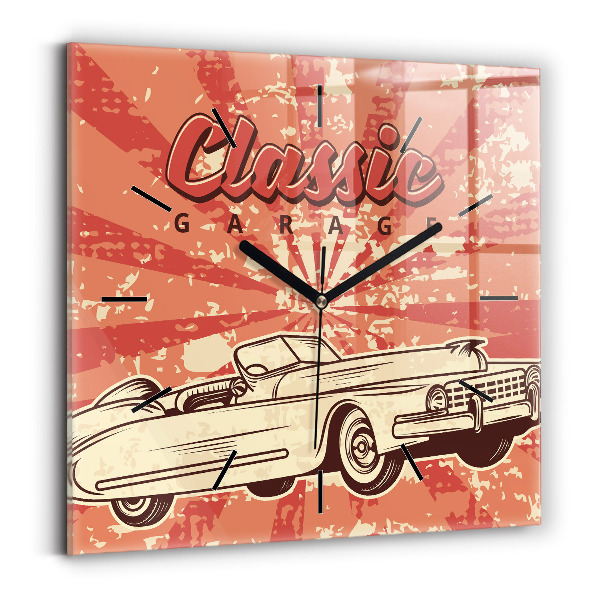 Štvorcové hodiny Vintage retro auto