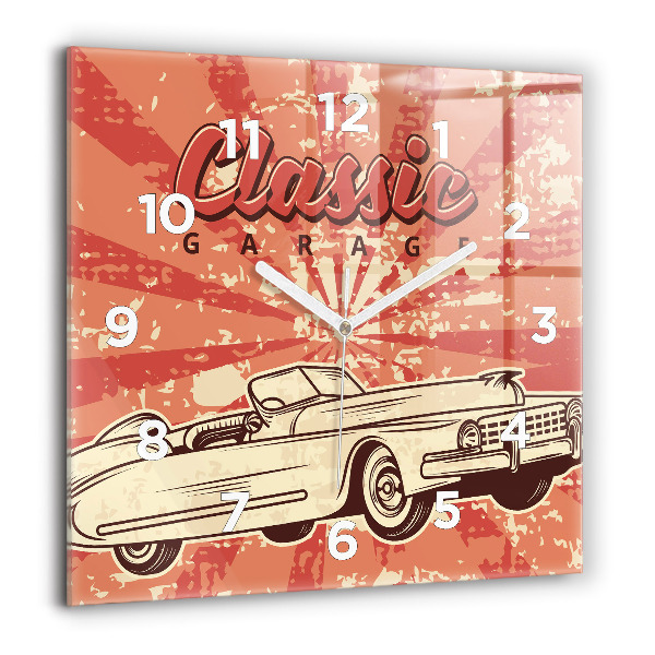 Štvorcové hodiny Vintage retro auto