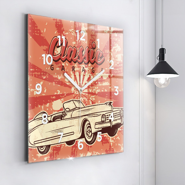 Štvorcové hodiny Vintage retro auto