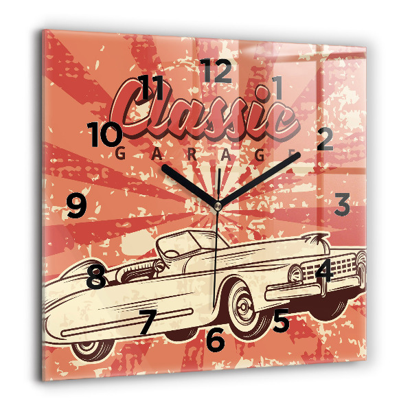 Štvorcové hodiny Vintage retro auto