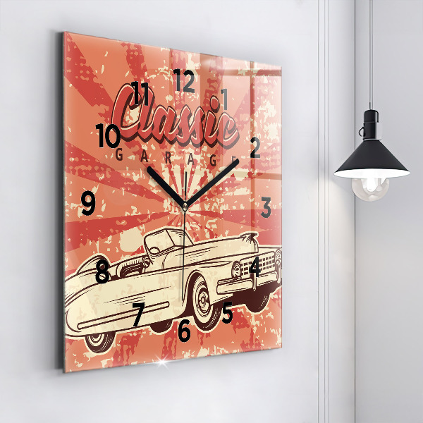 Štvorcové hodiny Vintage retro auto