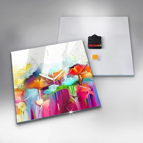 Štvorcové hodiny Abstraktné kvety