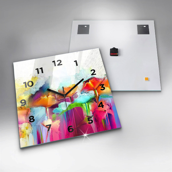 Štvorcové hodiny Abstraktné kvety