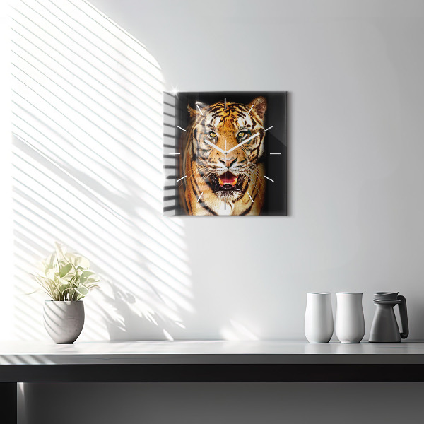 Štvorcové hodiny Tiger - divoké oči