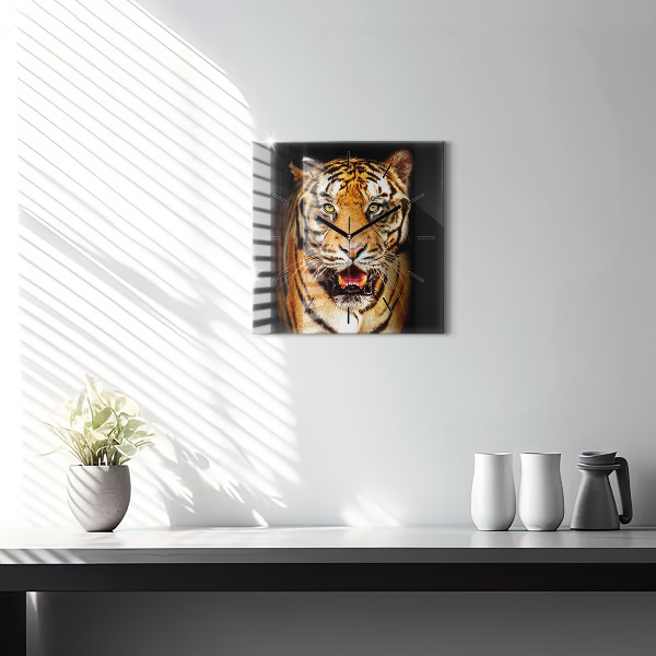 Štvorcové hodiny Tiger - divoké oči