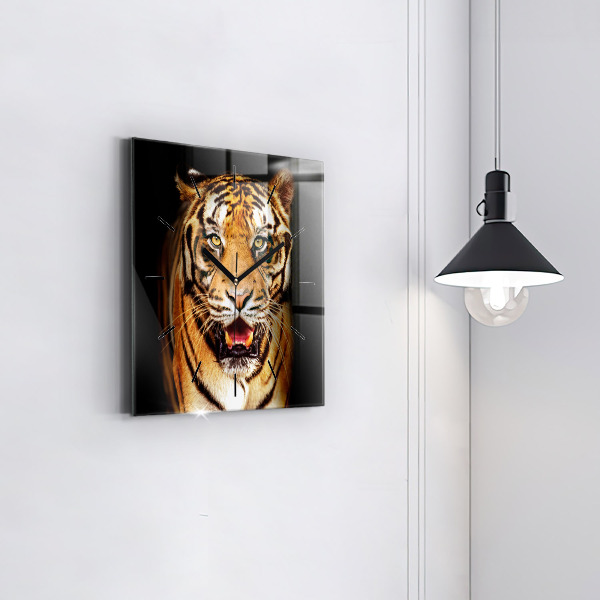 Štvorcové hodiny Tiger - divoké oči